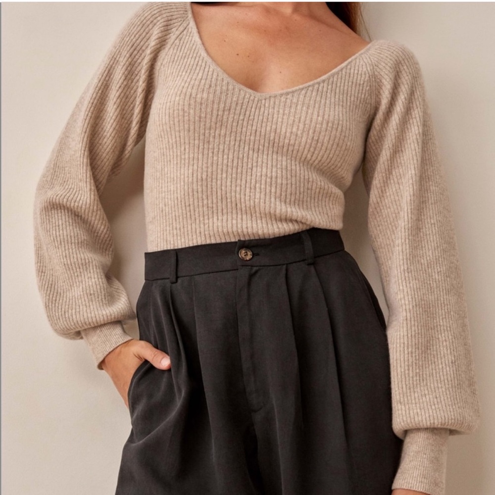 Reformation Hart Cashmere Sweater Oatmeal